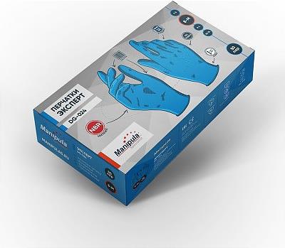 Перчатки ЭКСПЕРТ (DG-024) нитрил 0.13 мм неопудренные текстурированные (синий) ОТГРУЗКА КРАТНО 50 ШТ