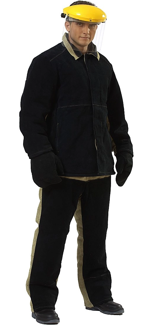 Костюм сварщика зимний 2 класс со спилком (черный/олива)