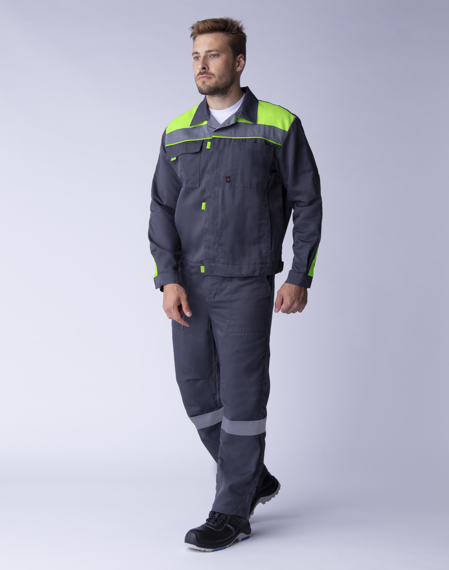 Костюм ФАВОРИТ-2 СОП с ПК (т.серый/лимонный)