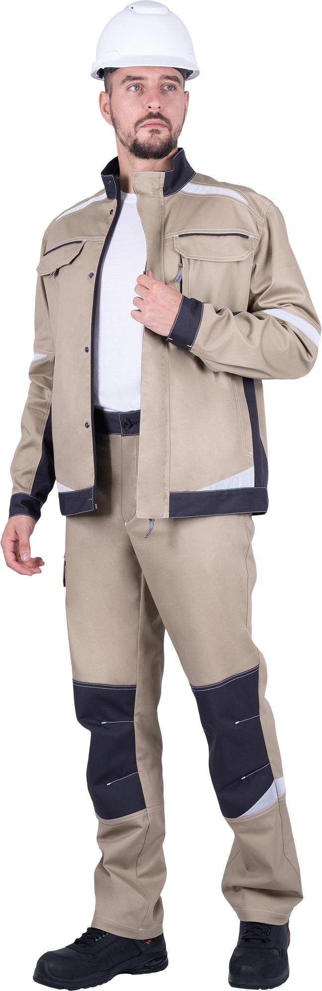 Куртка ТУРБО SAFETY (бежевый/т.серый)
