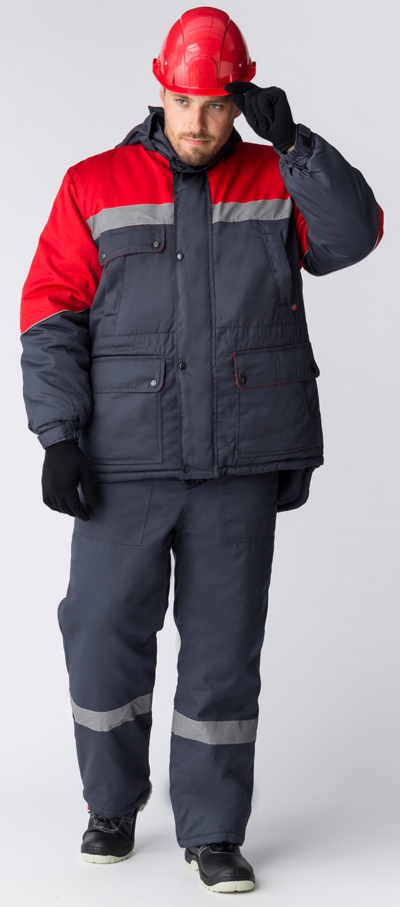 Костюм СИБЕР СОП CH зимний с ПК (т.серый/красный)