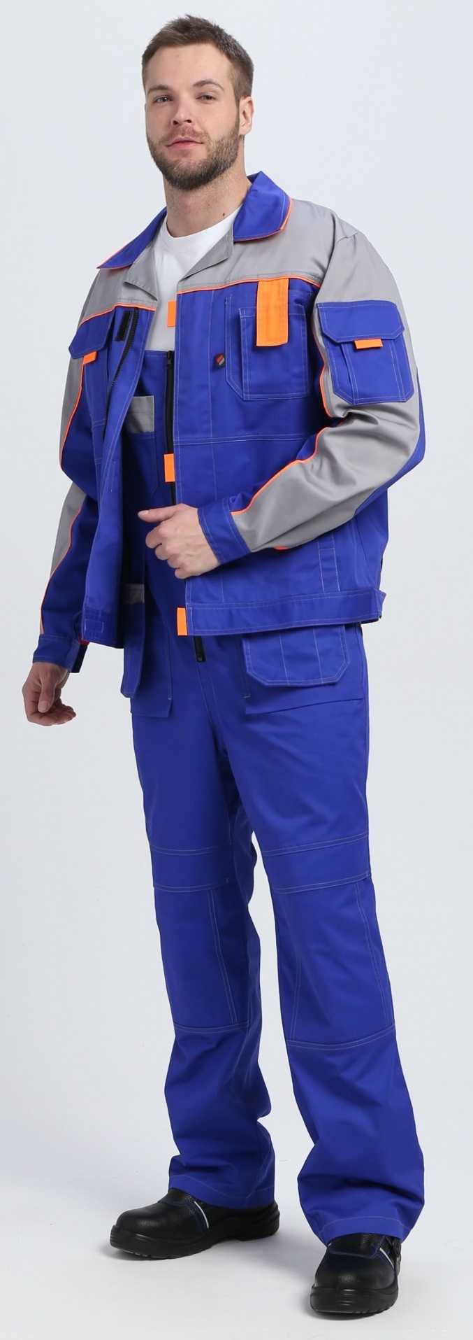 Костюм СОЮЗ-ПРОФЕССИОНАЛ-2 CH с ПК (васильковый/св.серый/оранжевый)