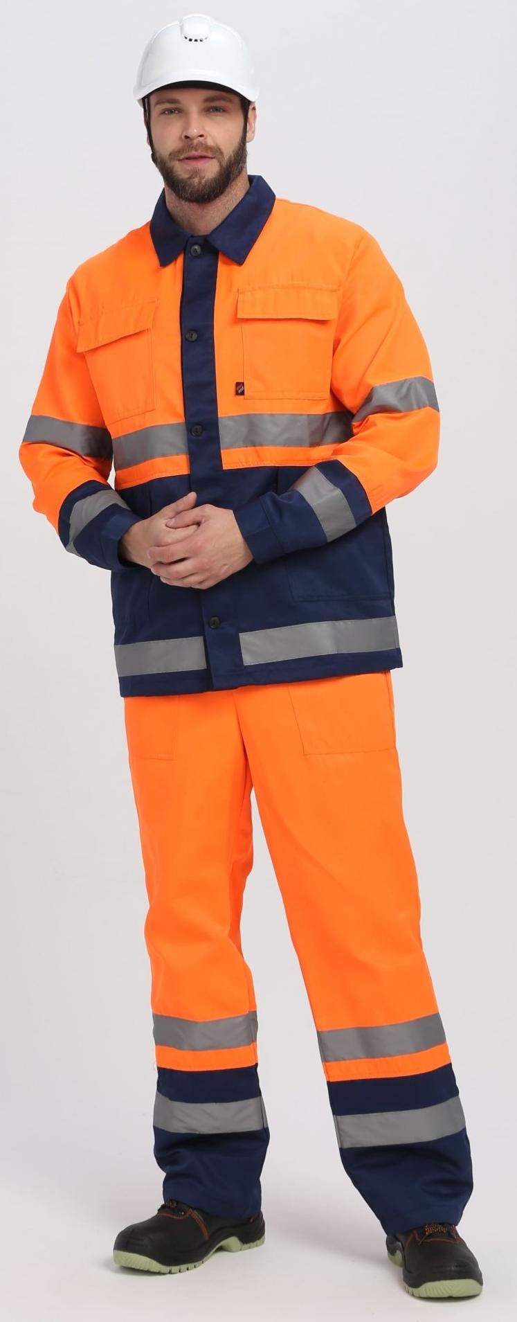 Костюм ДОРОЖНИК комбинированный с ПК (оранжевый/т.синий)
