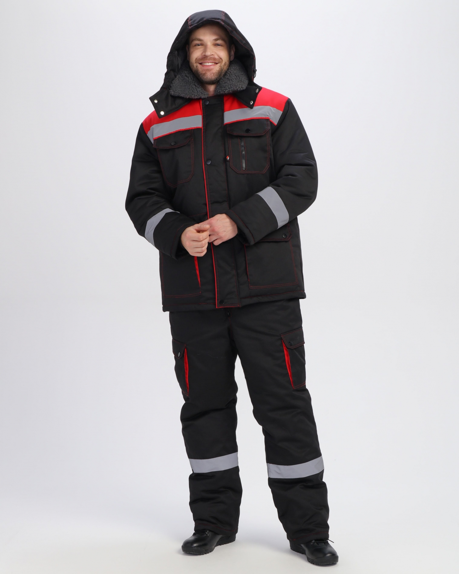 Костюм ТИТАН-УЛЬТРА CH зимний с ПК (черный/красный)