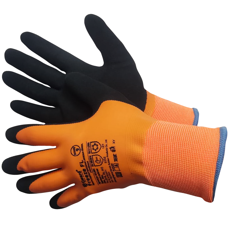Перчатки FREEZE FL утепленные двухслойные со вспененным латексным покрытием (оранжевый)