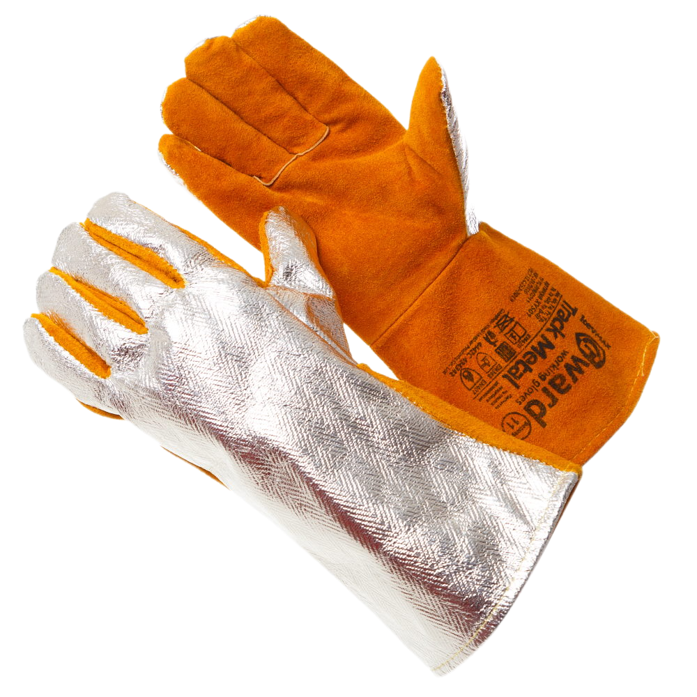 Краги TRACK METAL из спилка с металл. полотном (оранжевый)