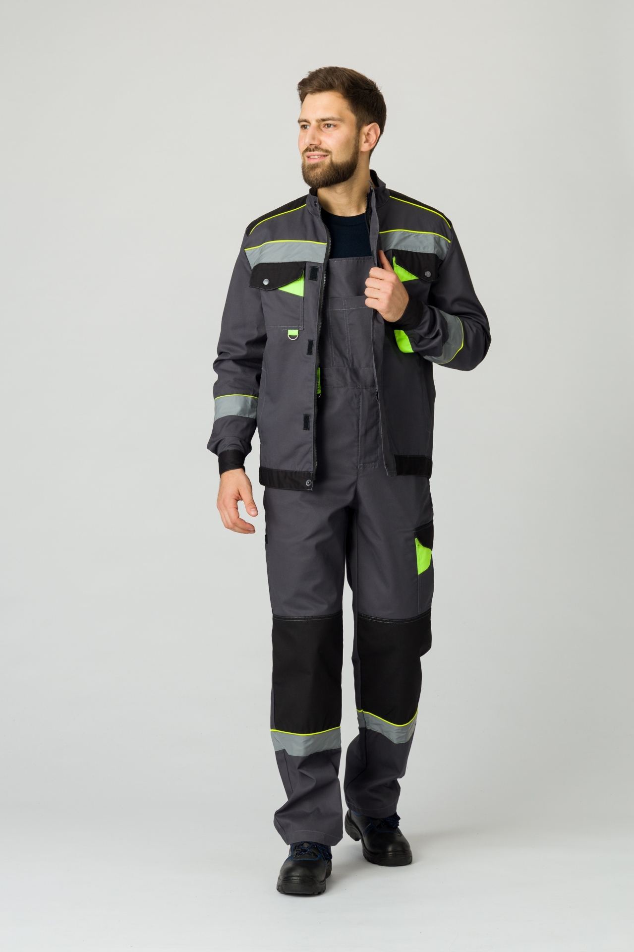 Костюм ХОВАРД/КОРВЕТ с ПК (т.серый/черный/лимонный)