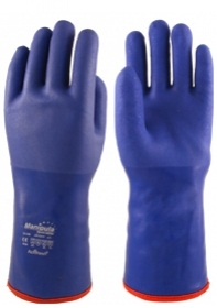 Перчатки АЙСБЕРГ (WG-788/ТРВ-19), хлопок, акрил, ПВХ сплошной, крага, 350 мм, цвет синий