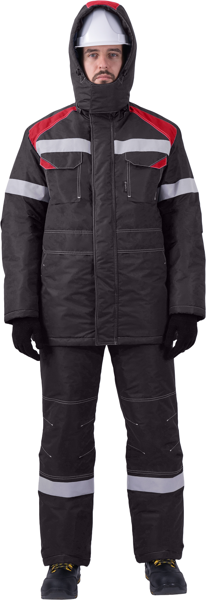 Костюм СТАРАТЕЛЬ зимний с БР (серый/красный)