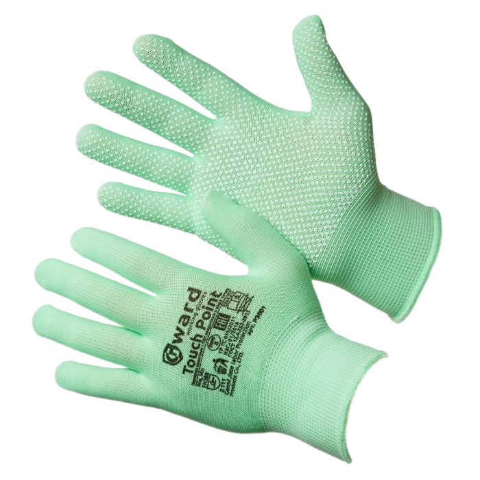 Перчатки TOUCH POINT нейлоновые с микроточечным покрытием (зеленый)