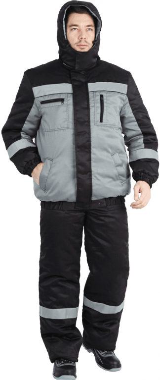 Костюм БАЙКАЛ зимний с ПК (серый/чёрный)