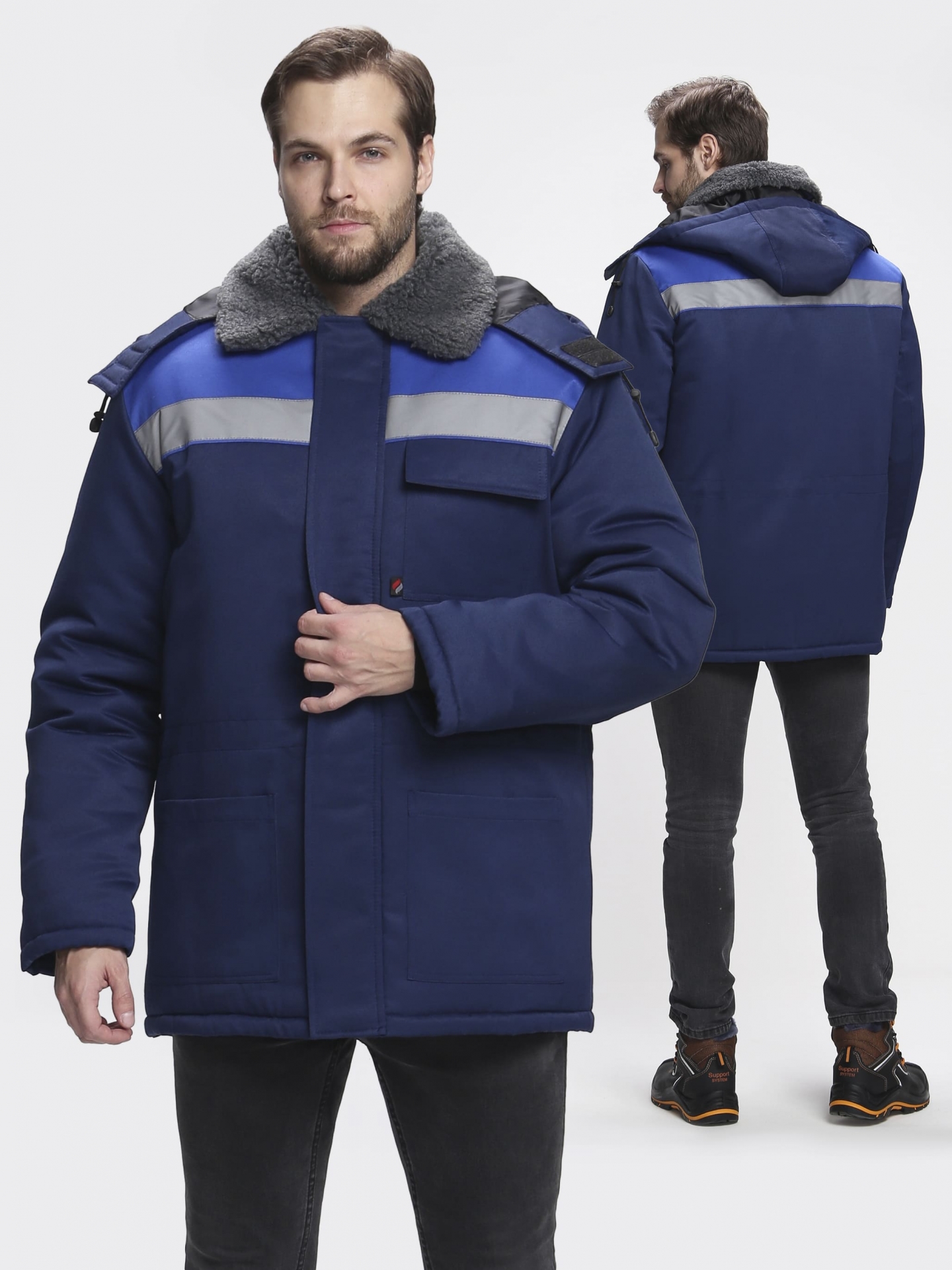 Куртка БРИГАДА NEW Смесовая зимняя (т.синий/васильковый)