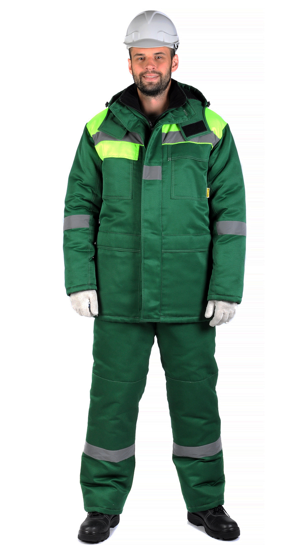 Костюм RONTA KS241 зимний с ПК (т.зеленый/лайм)