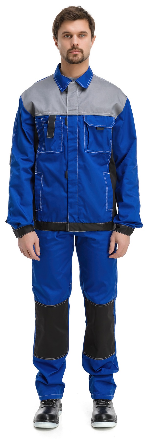 Костюм RONTA KS212 с ПК (васильковый/св.серый/черный)