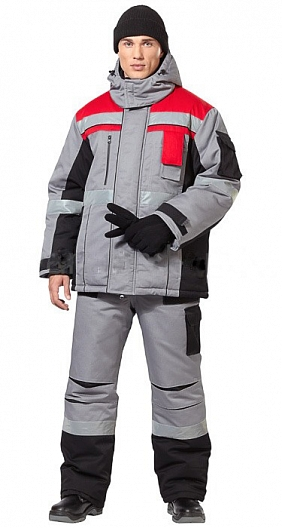 Костюм ВИВАТ зимний с ПК (серый/красный)