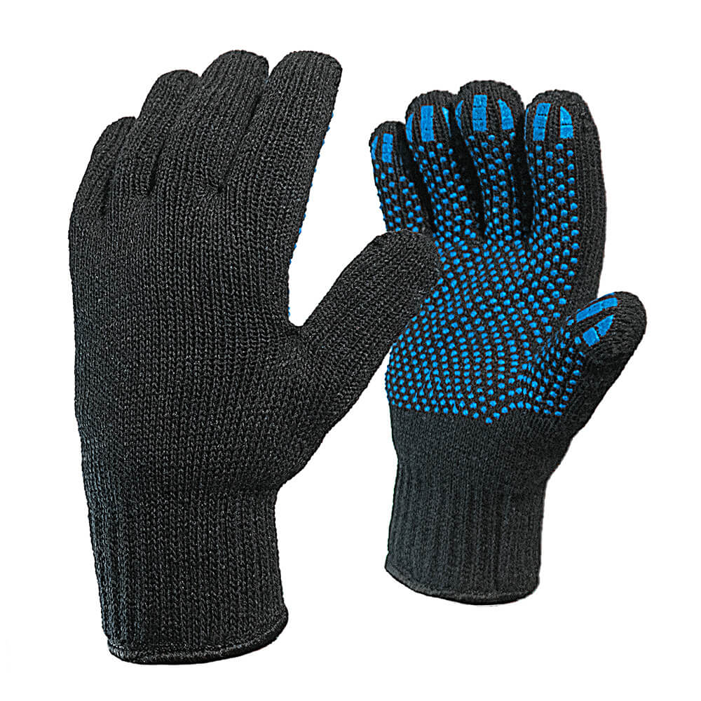 Перчатки полушерстяные двойные с ПВХ Точка 7.5 класс (черный)