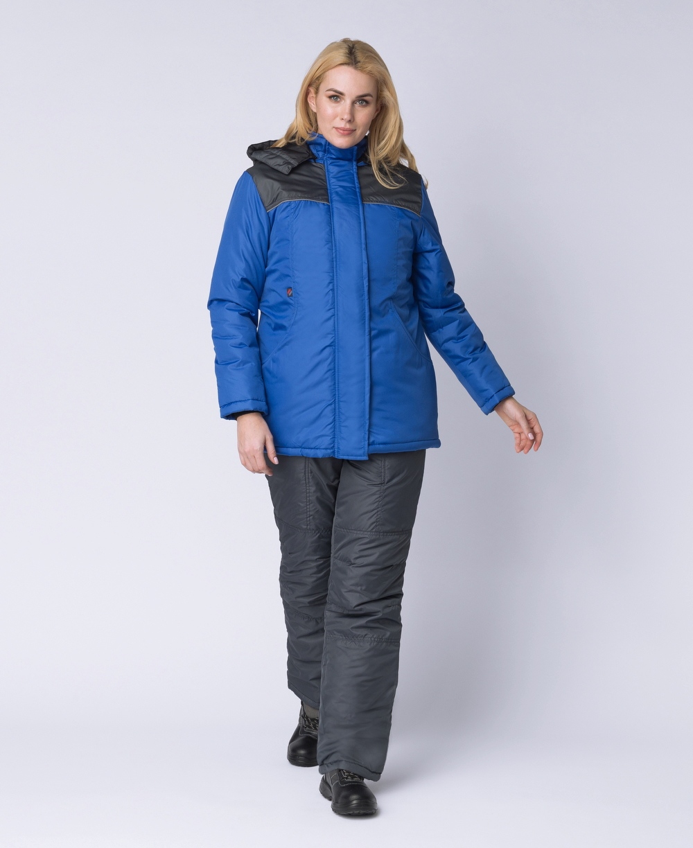 Куртка СНЕЖАНА зимняя женская (васильковый/т.серый)