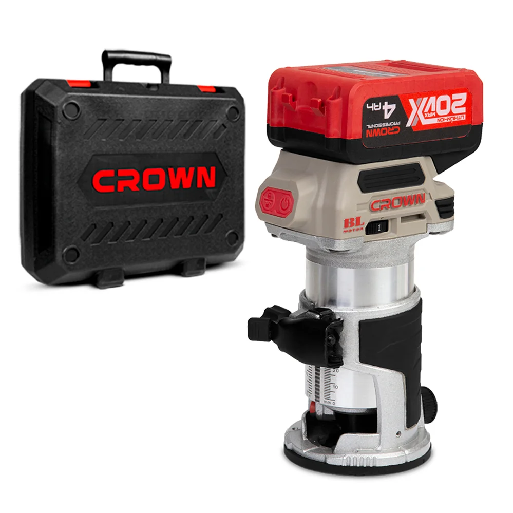 Аккумуляторный фрезер CROWN CT26010HX-4 BMC 20В B3+ 2х4.0Ач 10000-30000об/мин