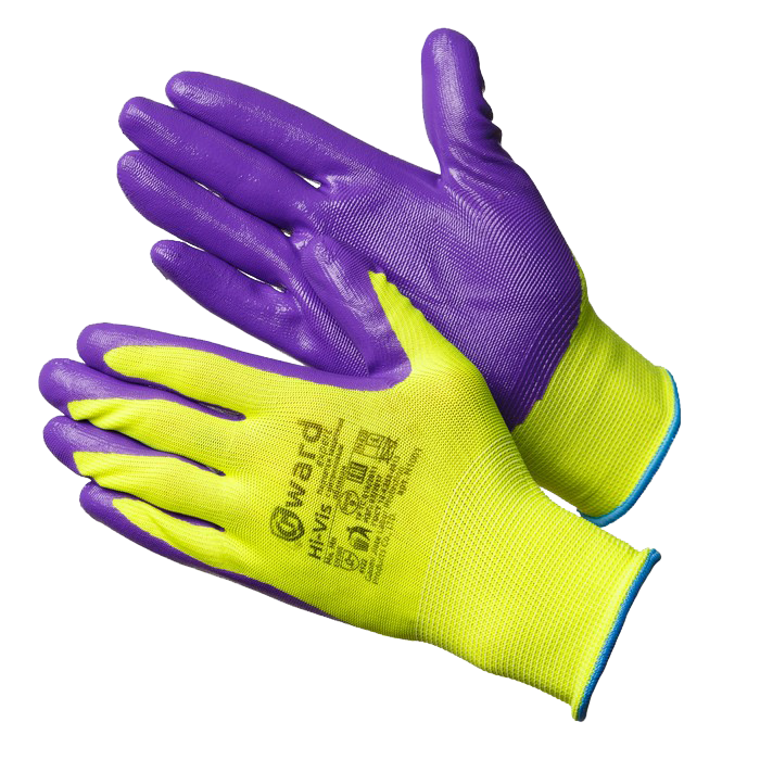 Перчатки HI-VIS нейлоновые с нитриловым покрытием