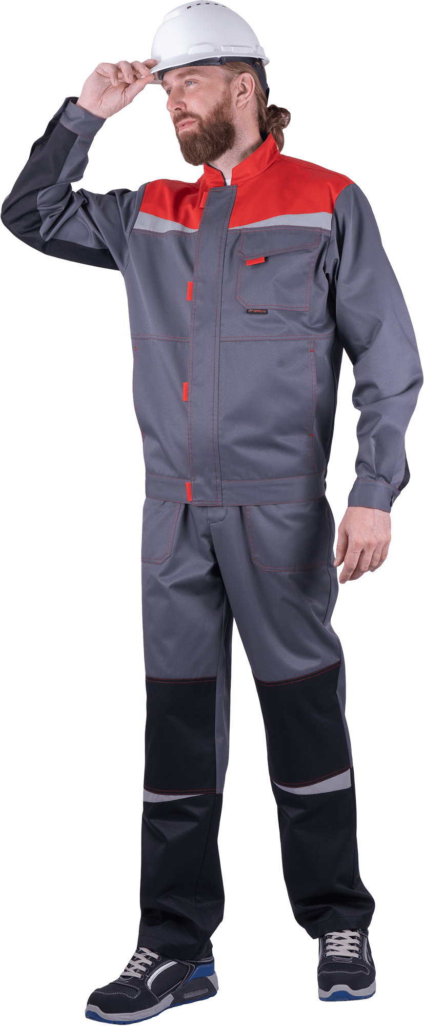 Костюм КМ-10 ЛЮКС летний с БР (серый/красный)