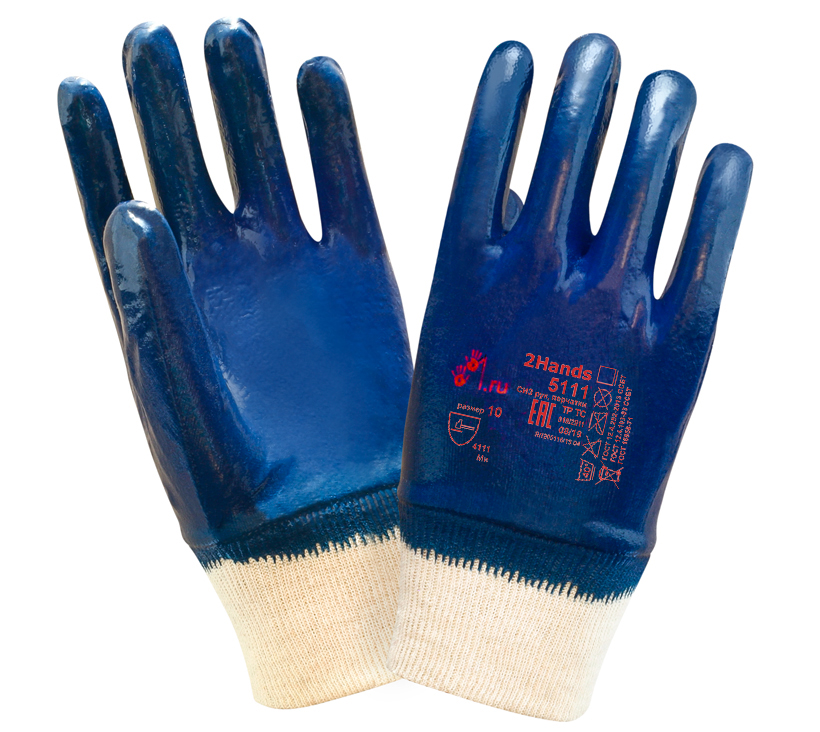 Перчатки 2HANDS LIGHT 5111 с полным нитриловым покрытием, облегченные (резинка) (желтый)