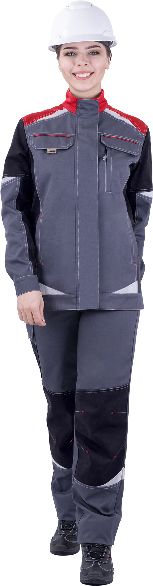Куртка ТУРБО SAFETY женская (серый/чёрный/красный)