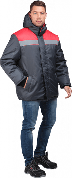 Куртка РАЙТ зимняя (т.серый/красный)