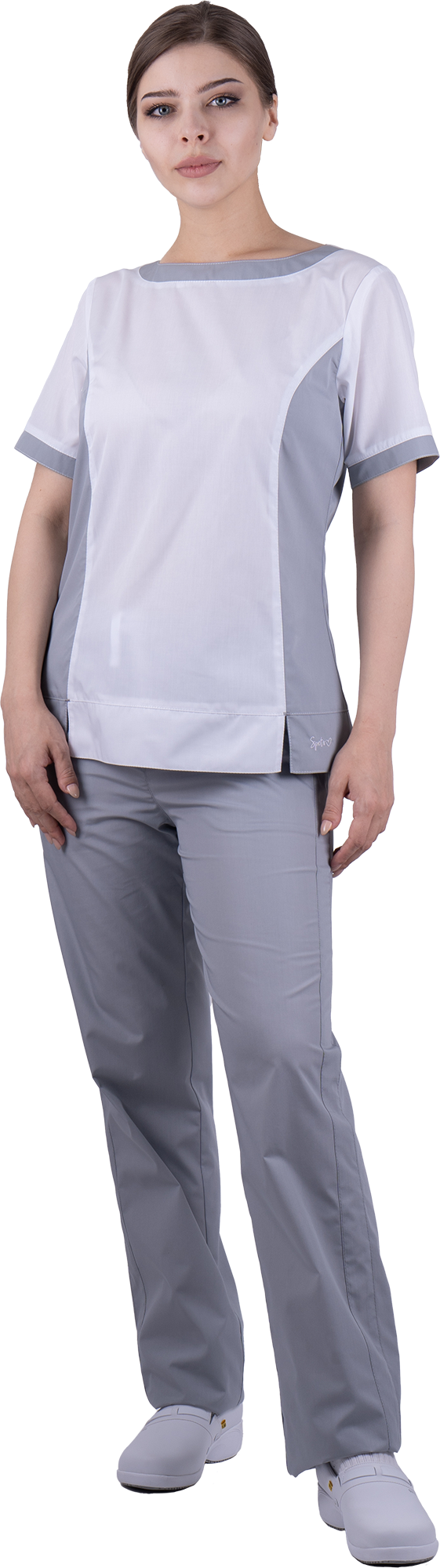 Костюм ГРАЦИЯ женский с БР (серый/белый)