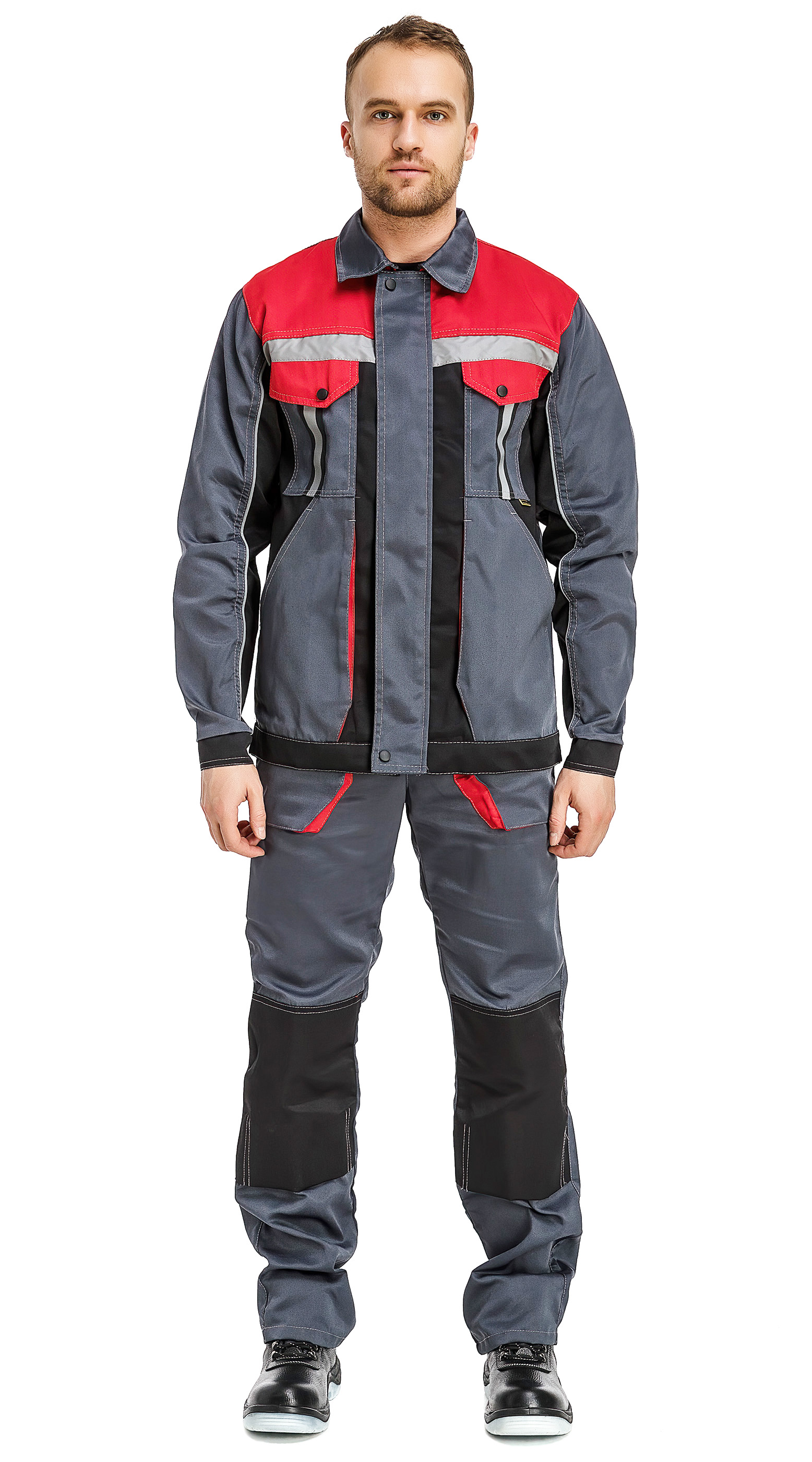 Костюм RONTA KS818 с ПК (т.серый/черный/красный)