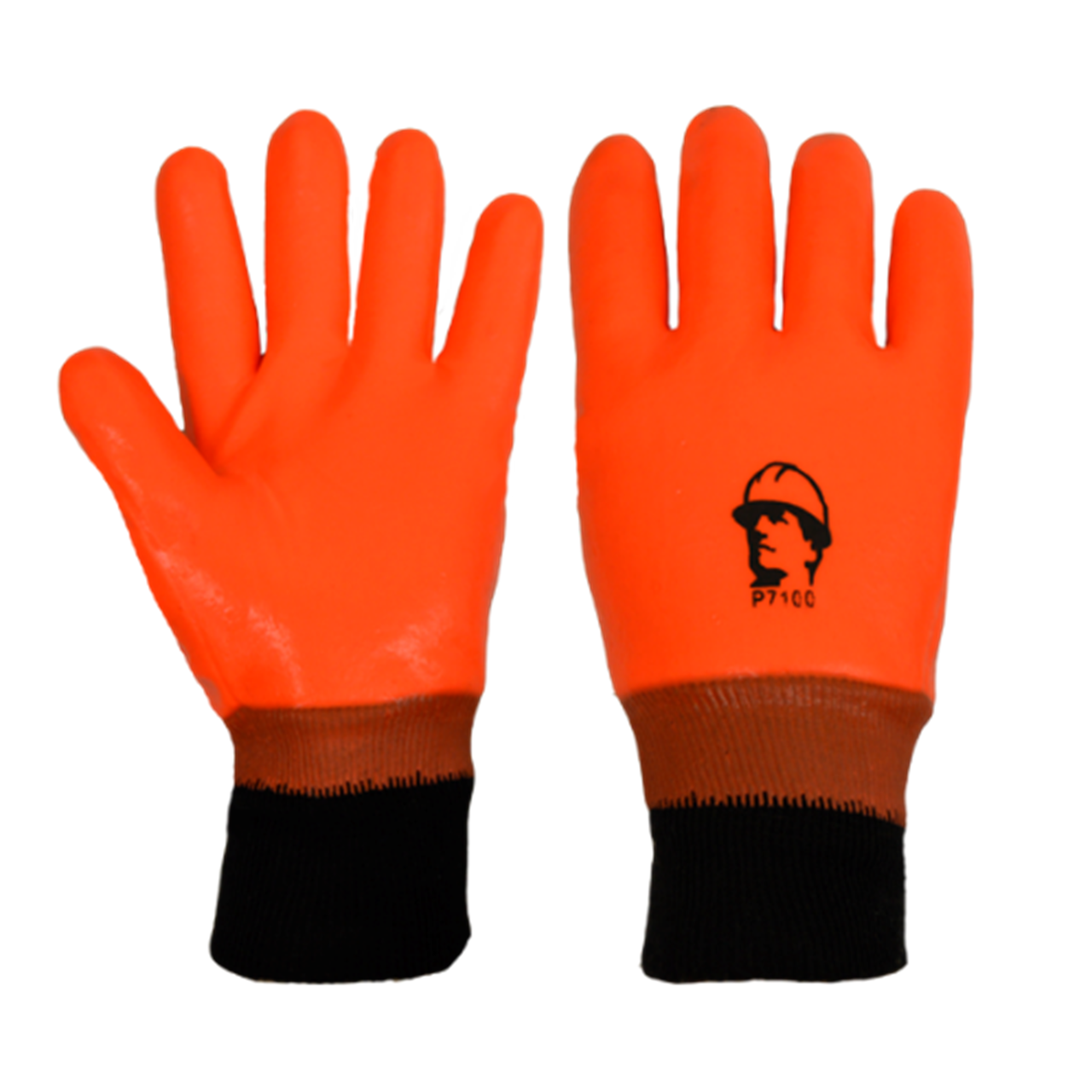 Перчатки РОСМАРКА морозостойкие ПВХ гладкое покрытие манжет резинка (черный/оранжевый)