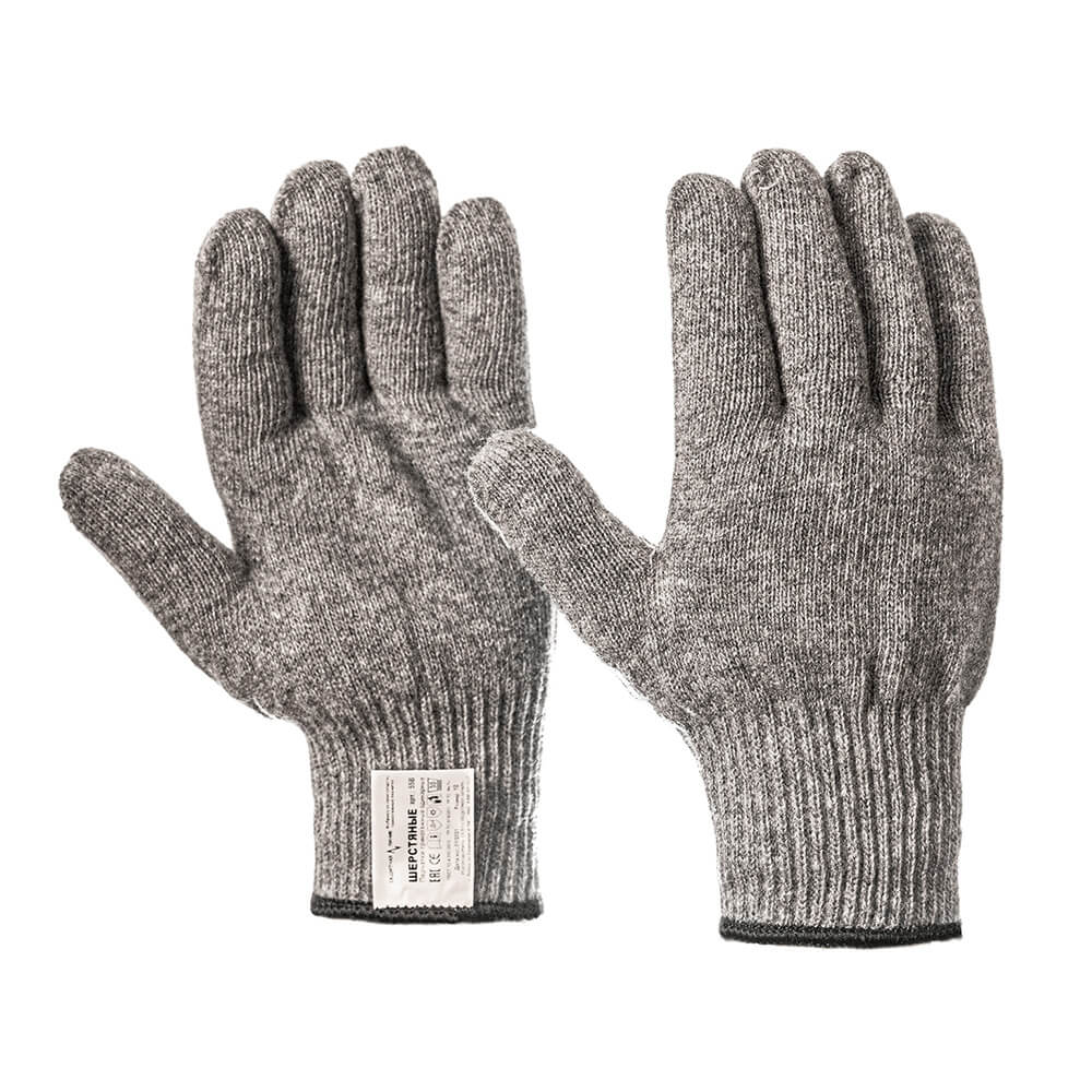 Перчатки шерстяные одинарные 10 класс (серый)