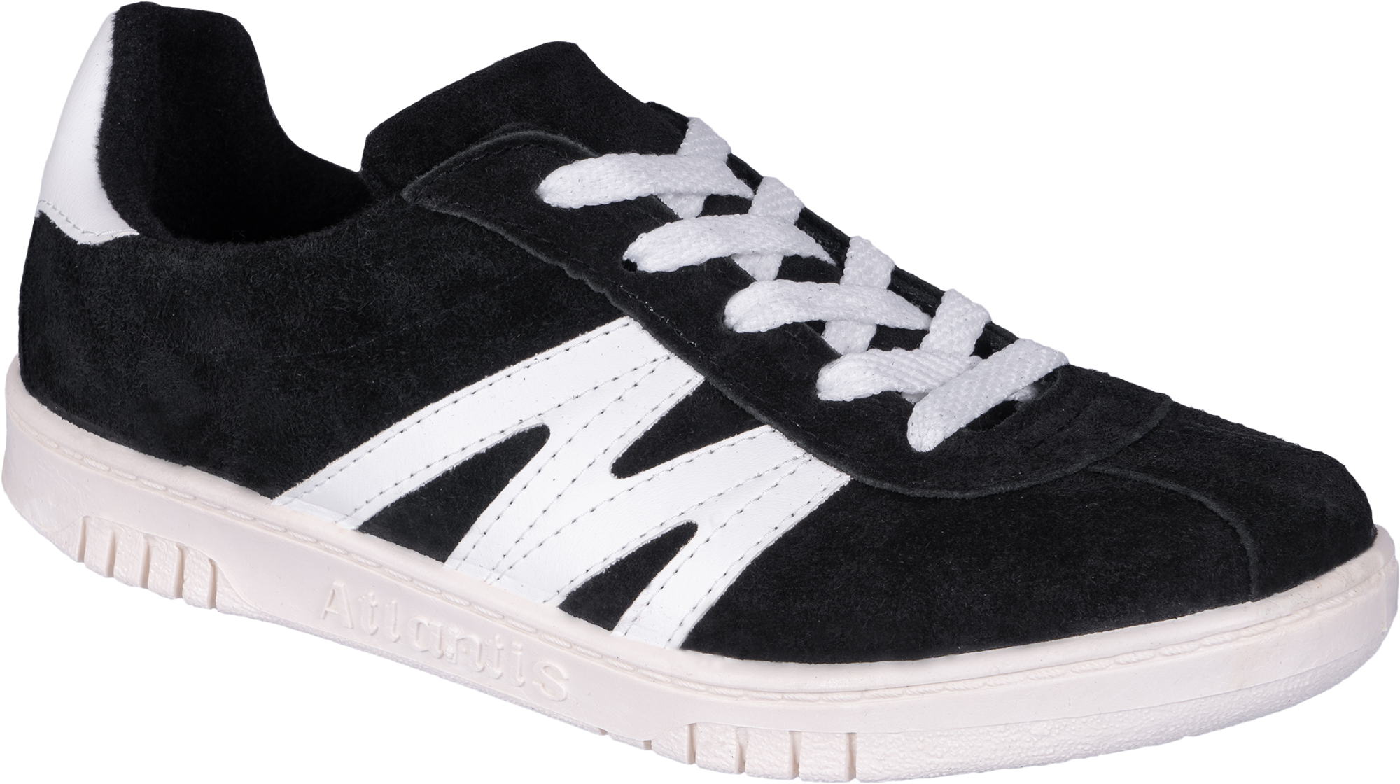 Туфли кроссовые ПВХ замша (черный/белый)