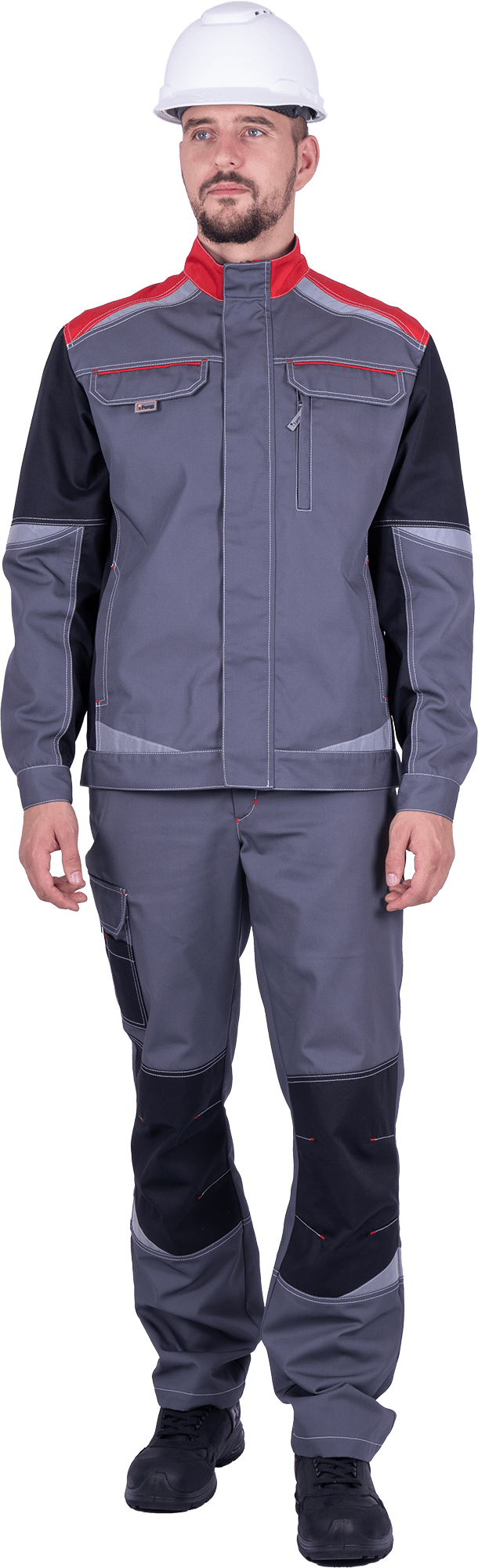 Куртка ТУРБО SAFETY (серый/чёрный/красный)