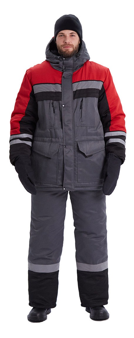 Костюм ЗИМНИК зимний с БР (т.серый/черный/красный)