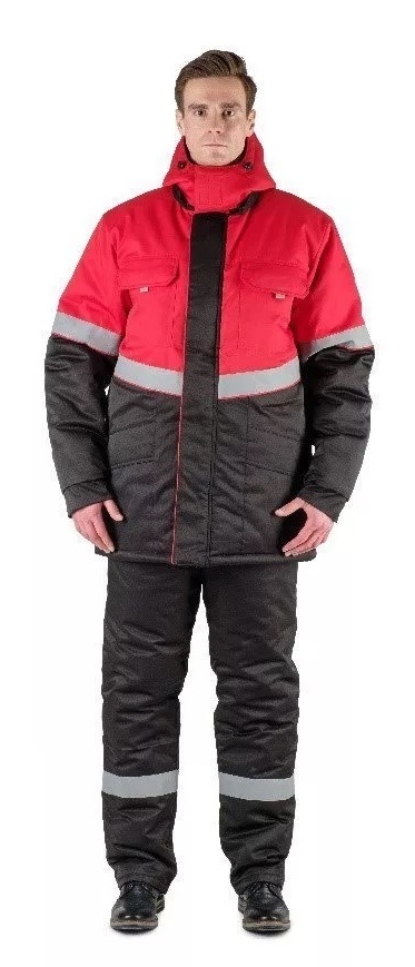 Костюм СЕВЕРНАЯ ШИРОТА зимний с БР (черный/красный)