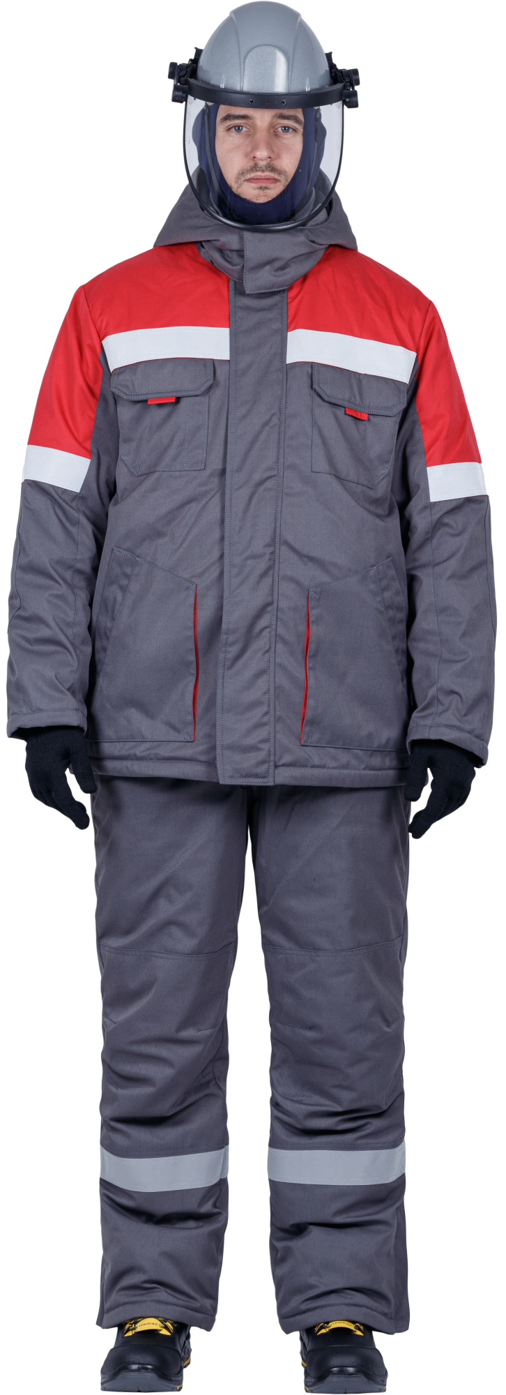 Костюм ЭЛЕКТРОСТОП ТЕРМО ЗЭТВ 62.5 зимний с БР (серый/красный)