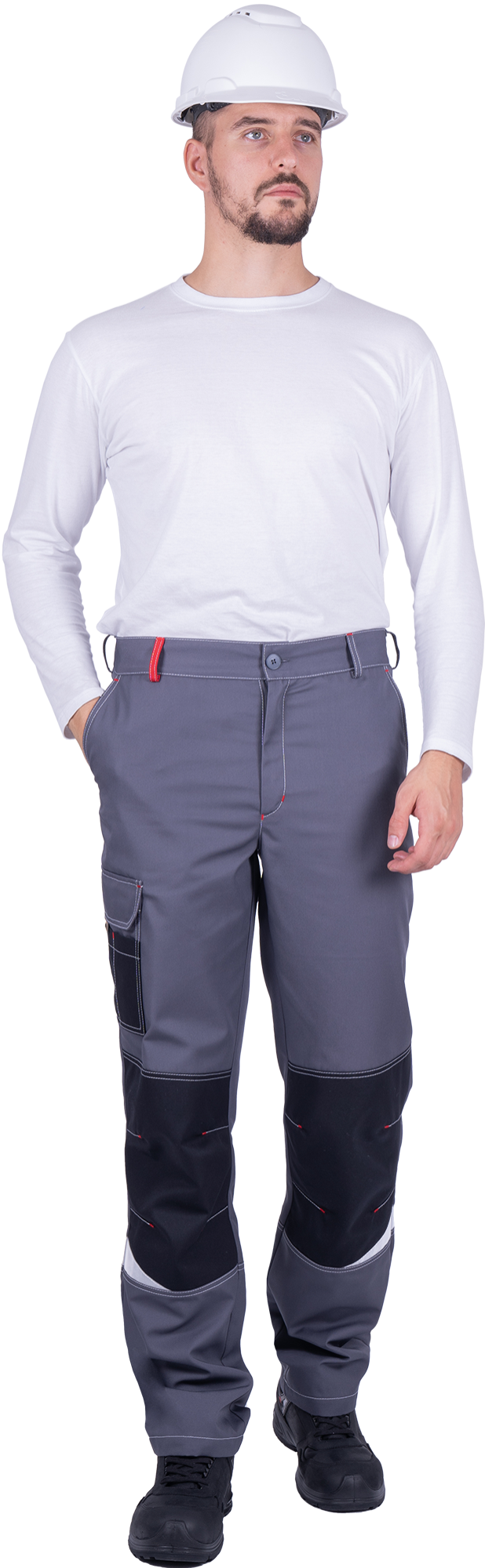 Брюки ТУРБО SAFETY (серый/чёрный/красный)
