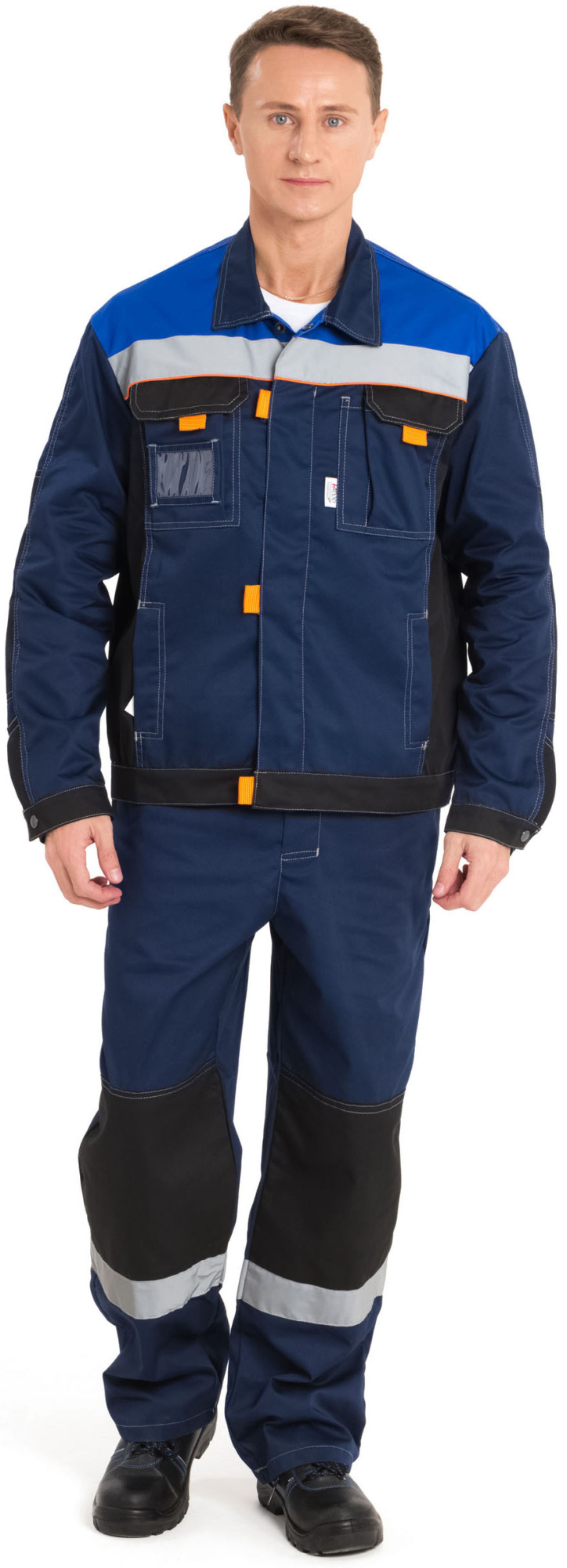 Костюм М с СОП, с БР (т.синий/чёрный/василёк)