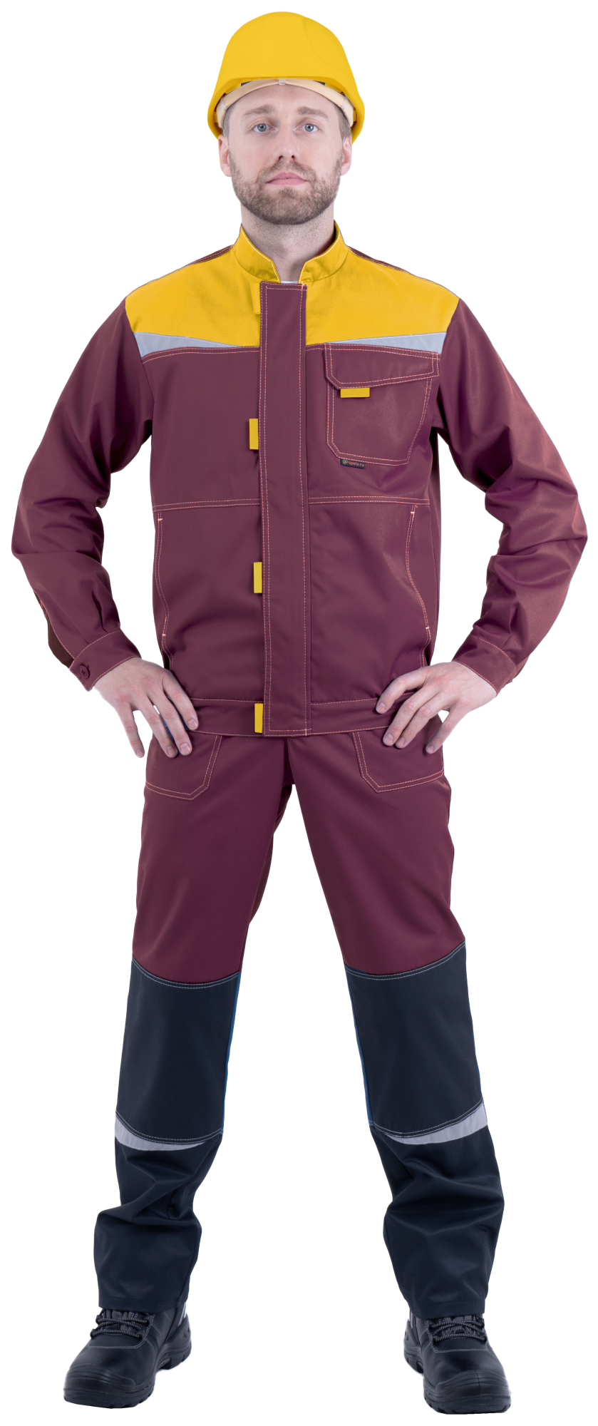 Костюм КМ-10 ЛЮКС с ПК (бордовый/желтый/черный)