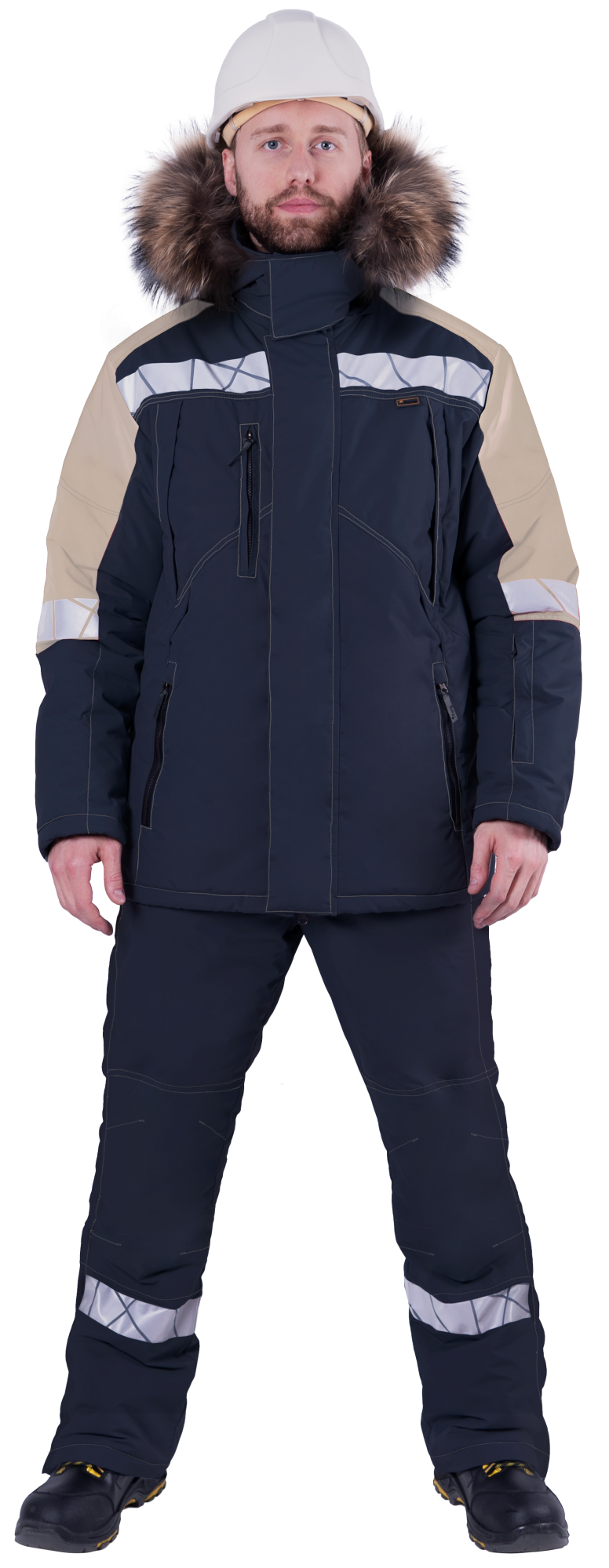 Куртка ХАЙ-ТЕК SAFETY зимняя (синий/бежевый)