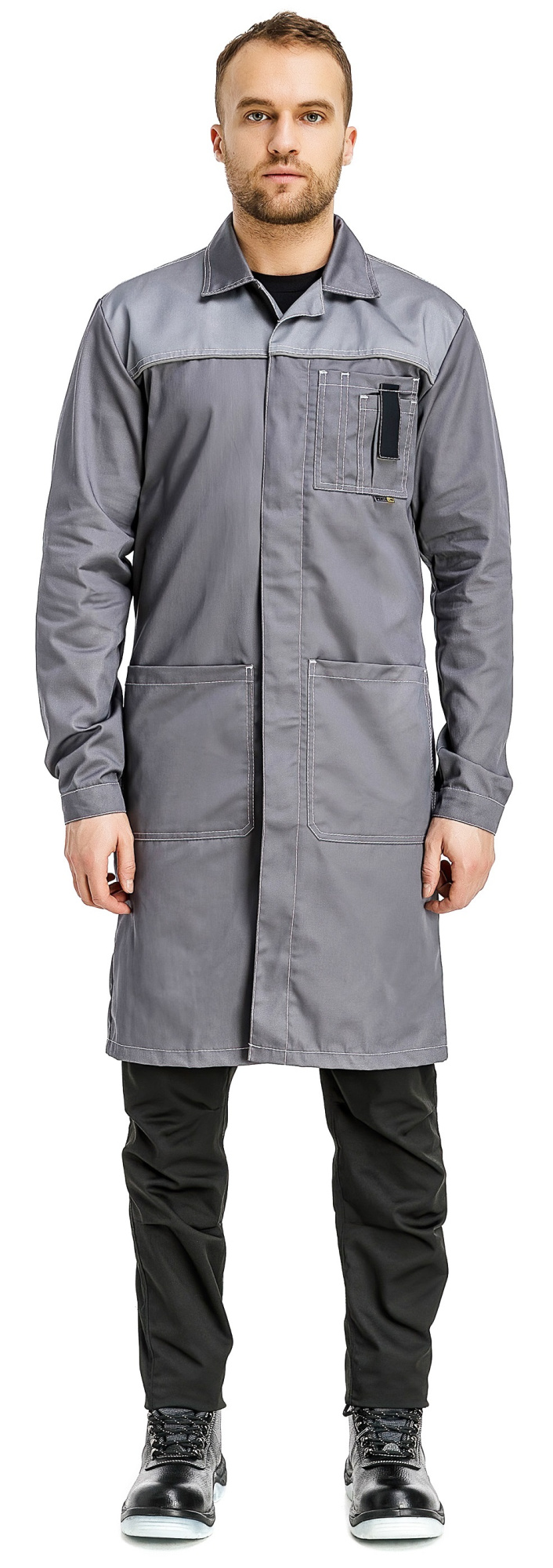 Халат RONTA HL102 (т.серый/св.серый/черный)