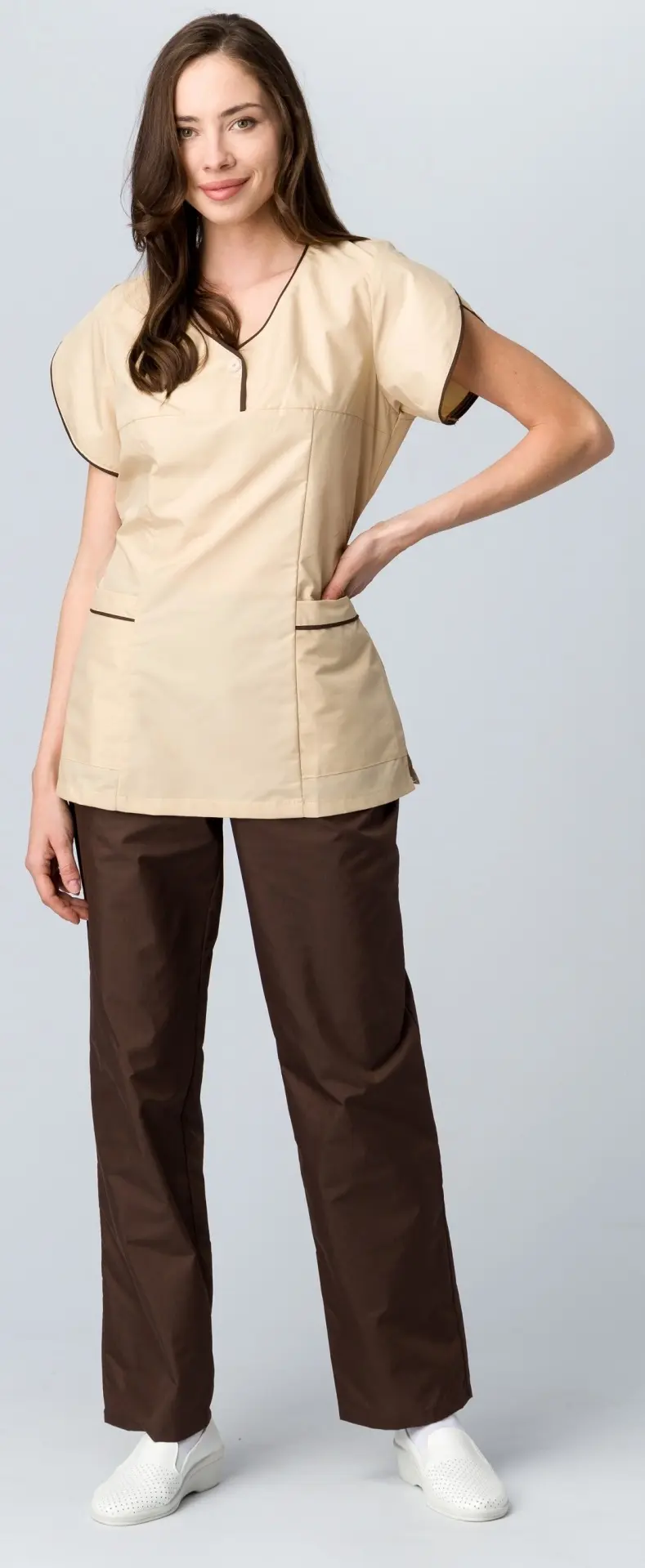 Костюм МОККО женский с БР (коричневый/бежевый)