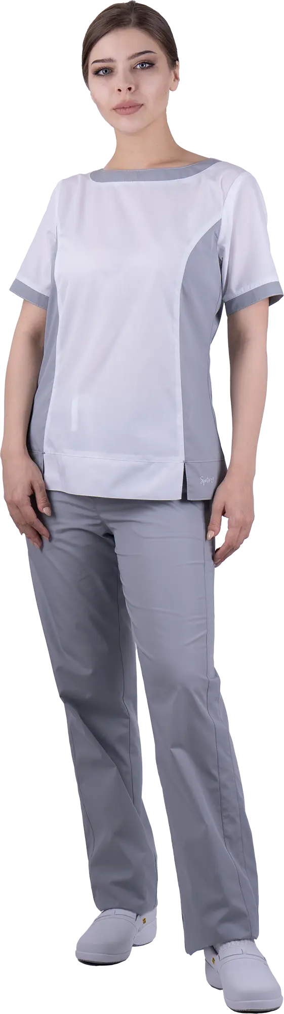 Костюм ГРАЦИЯ женский с БР (серый/белый)