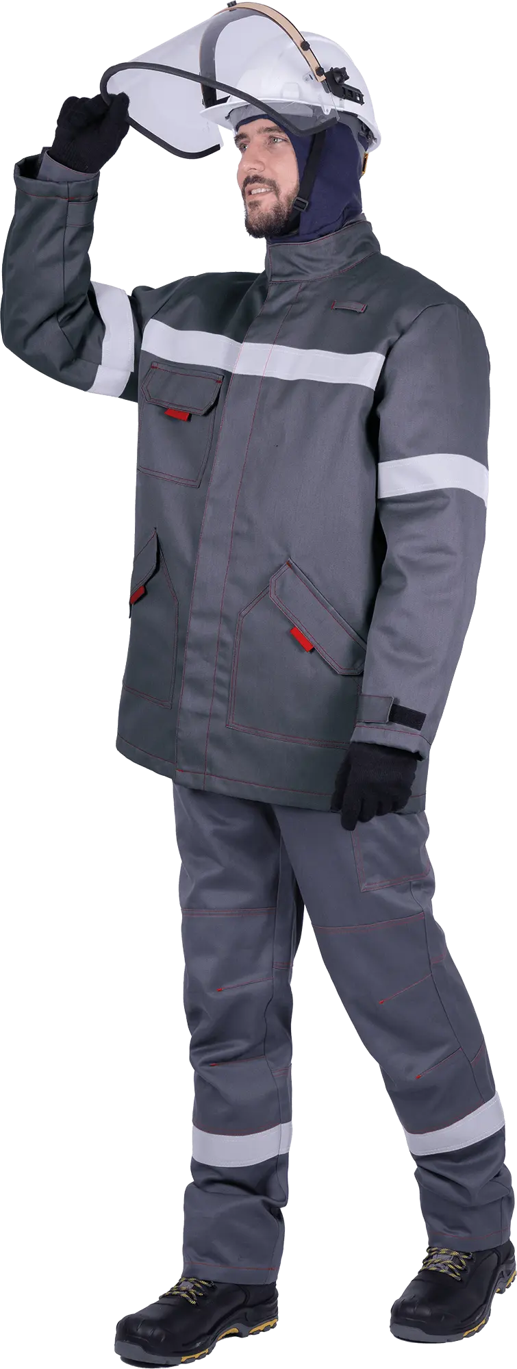 Куртка-накидка ЭЛЕКТРОСТОП ТЕРМО усиленная ЗЭТВ 36.4 (серый/красный)