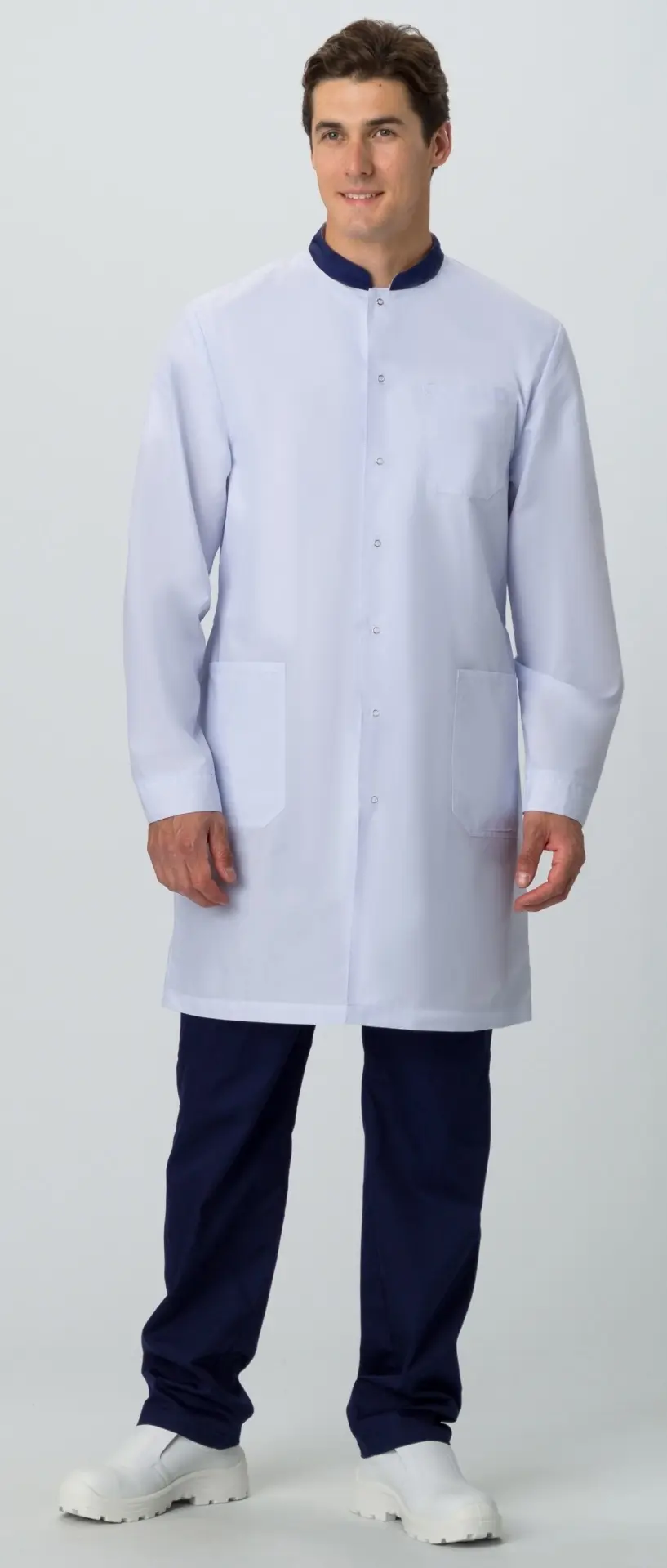 Халат СИМПЛ-001 MEDLINE (белый/т.синий)