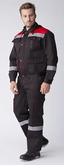 Костюм ТИТАН СОП с капюшоном с ПК (черный/красный)