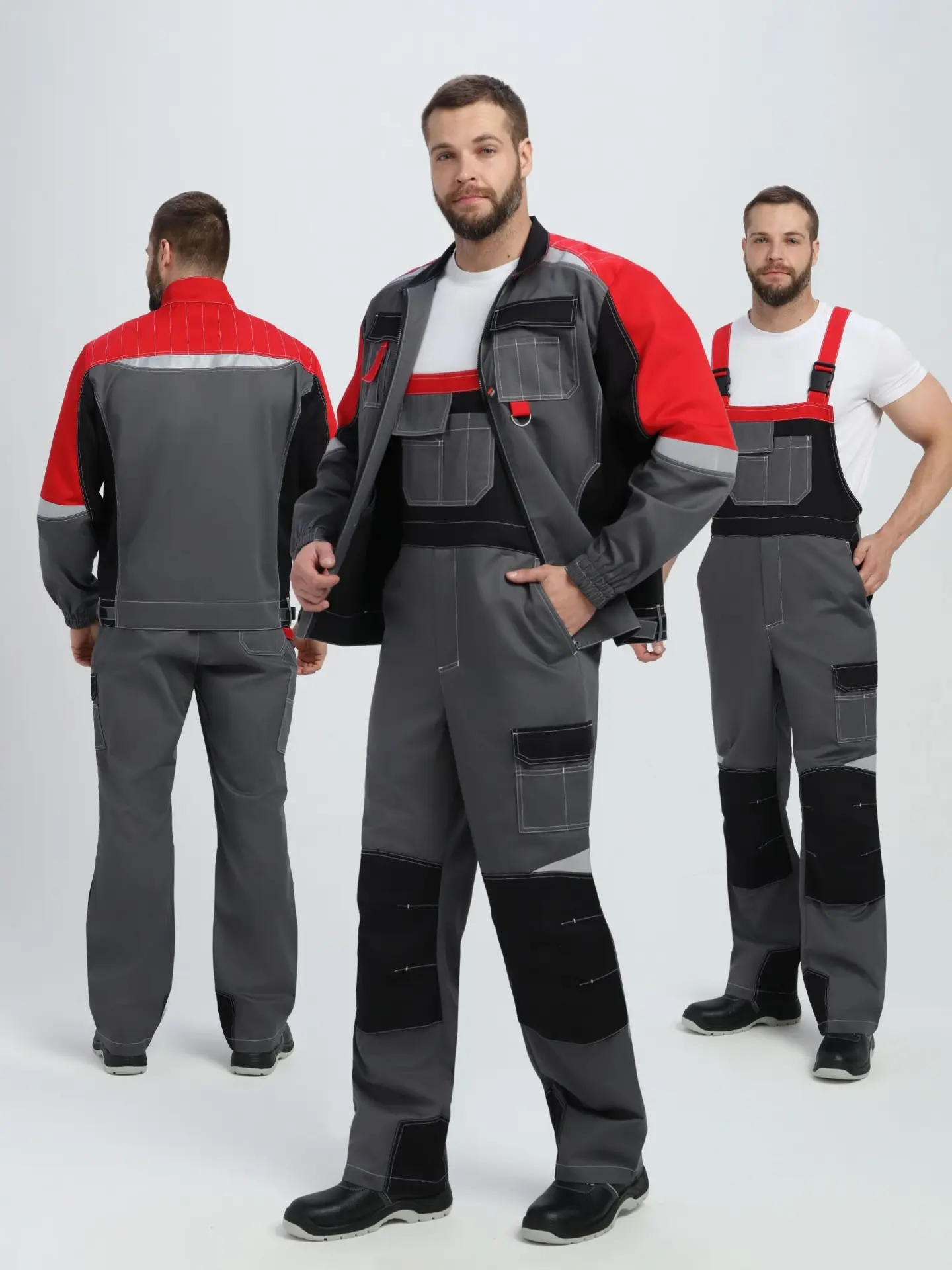 Костюм ВЕКТРОН-2 МВО с ПК (серый/черный/красный)