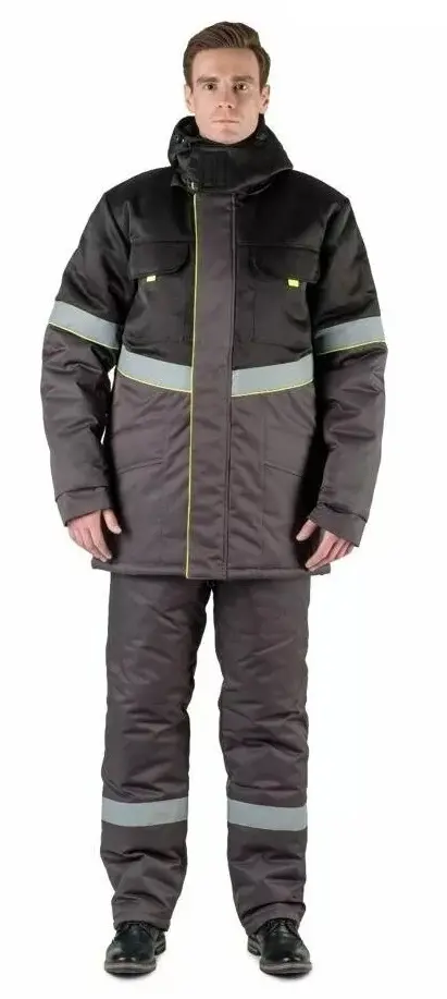 Костюм СЕВЕРНАЯ ШИРОТА зимний с БР (серый/черный)
