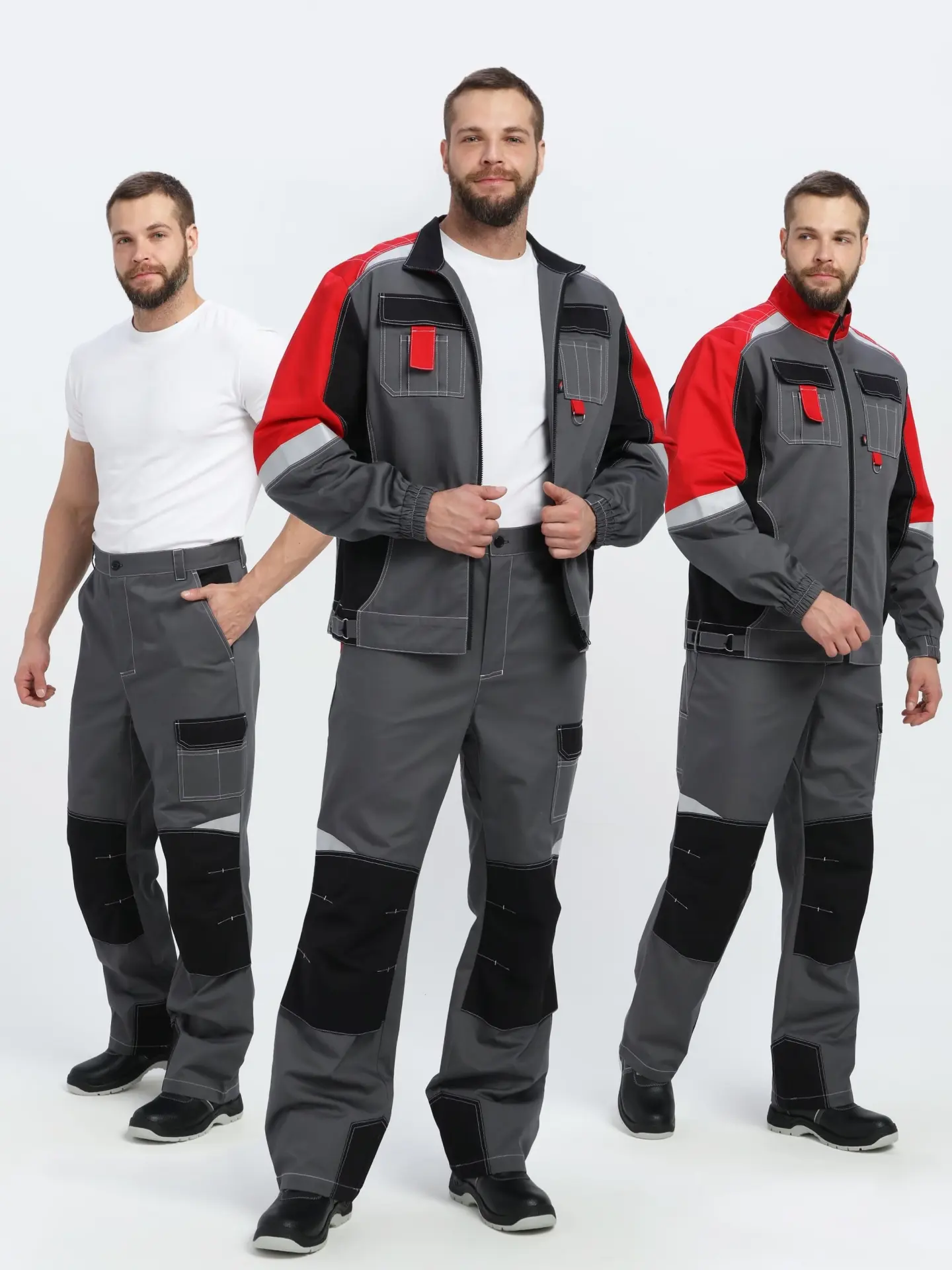 Костюм ВЕКТРОН-1 СН МВО с БР (серый/черный/красный)