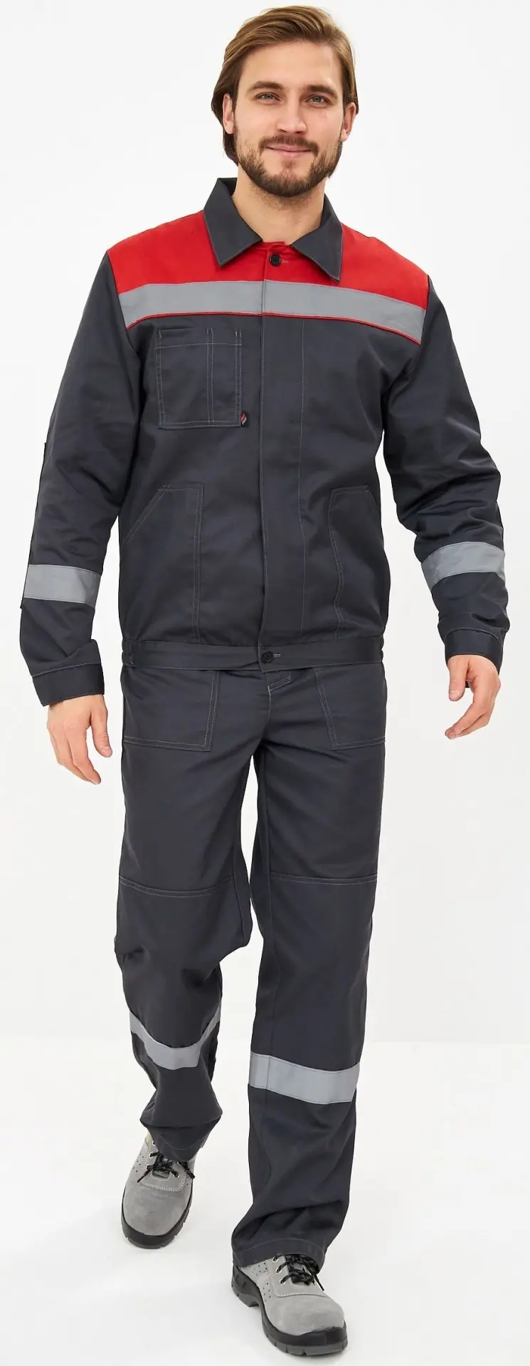 Костюм ЛИГОР-2 ПРЕМИУМ СОП К. с ПК (т.серый/красный)